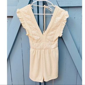 Ecru GUIPURE JUMPSUIT - Small Zara